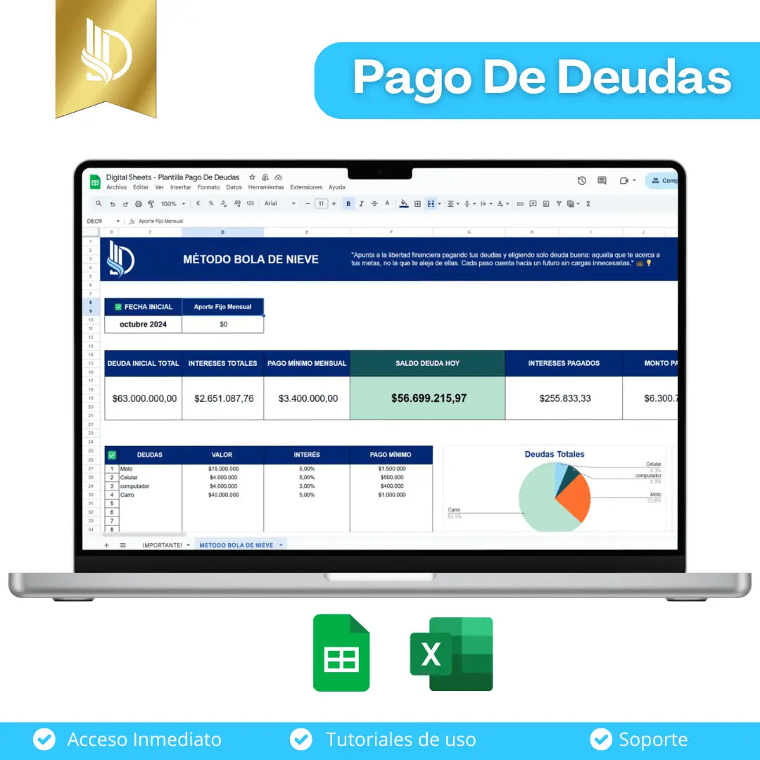 Plantilla Pago De Deudas Digital Sheets